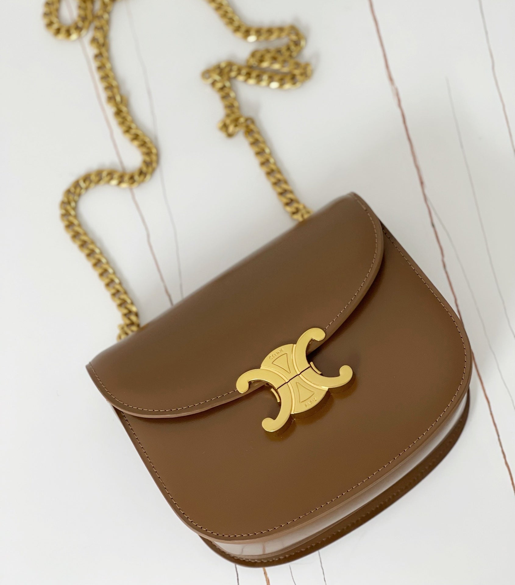 TRIPHOME 19 SADDLE BAG MARRON CARAMEL VEAU