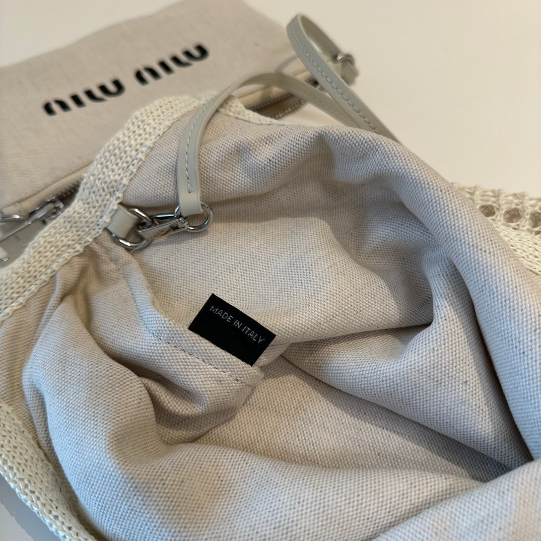 Miu' cabas de plage en toile blanche