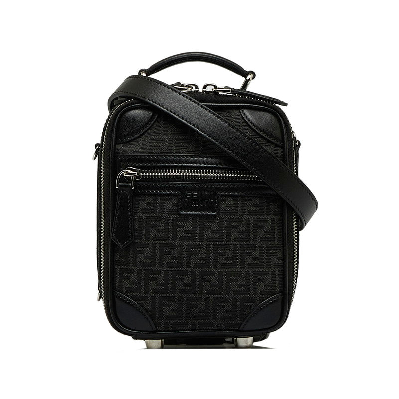 FENDI Mini Sac bandoulière Noir Linen Cuir 2WAY Noir