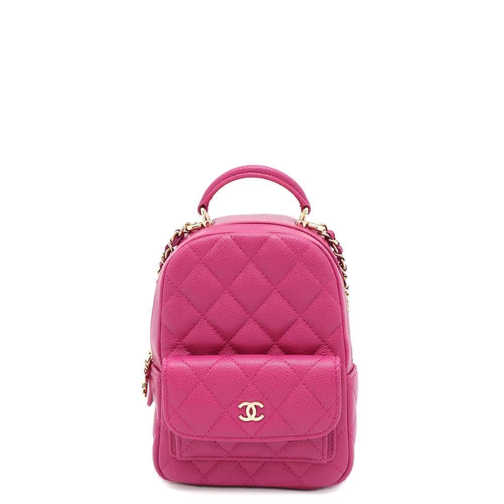 Chanel 2way Sac à dos Sac bandoulière Rose fuchsia Cuir caviar