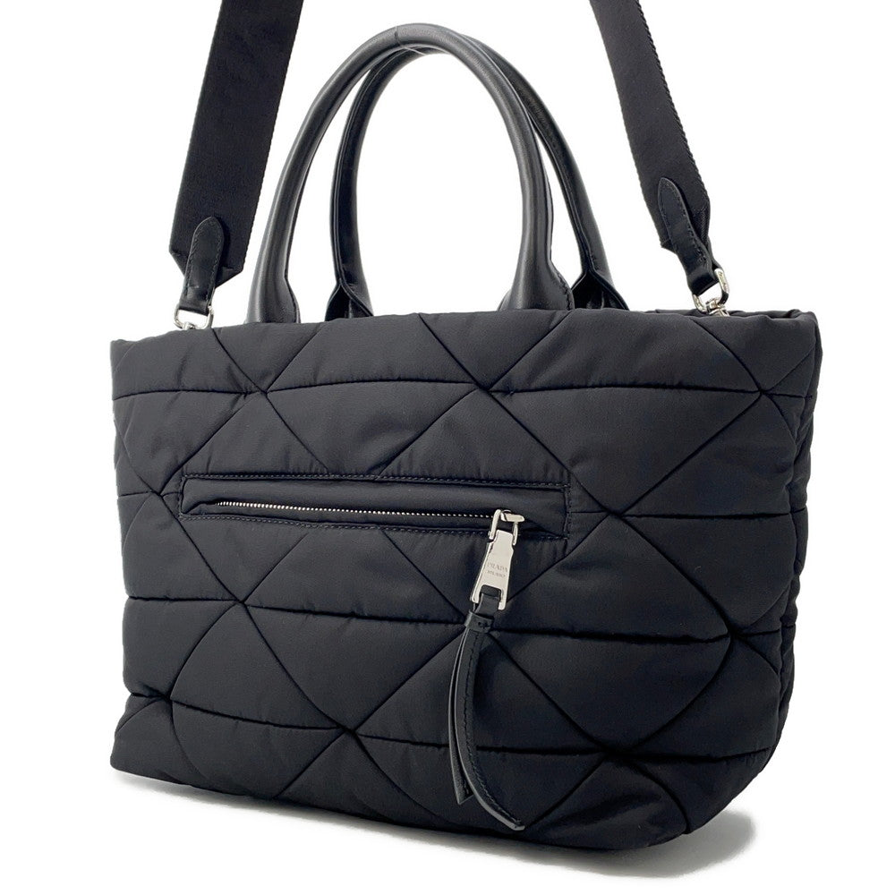 PRADA Padded Re-Nylon Cabas Noir1BG436 Nylon Cuir Size Small
