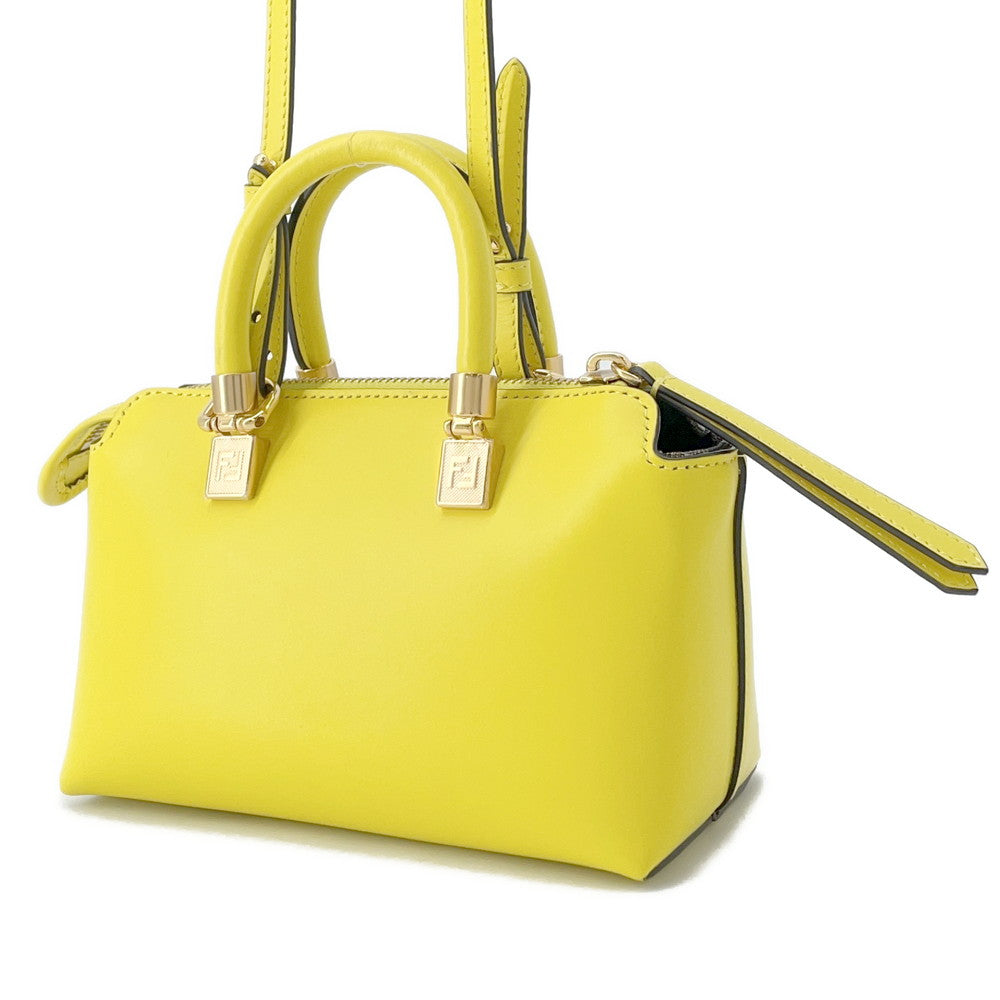 Fendi By The Way Jaune/marron8bs067 Cuir Taille Mini