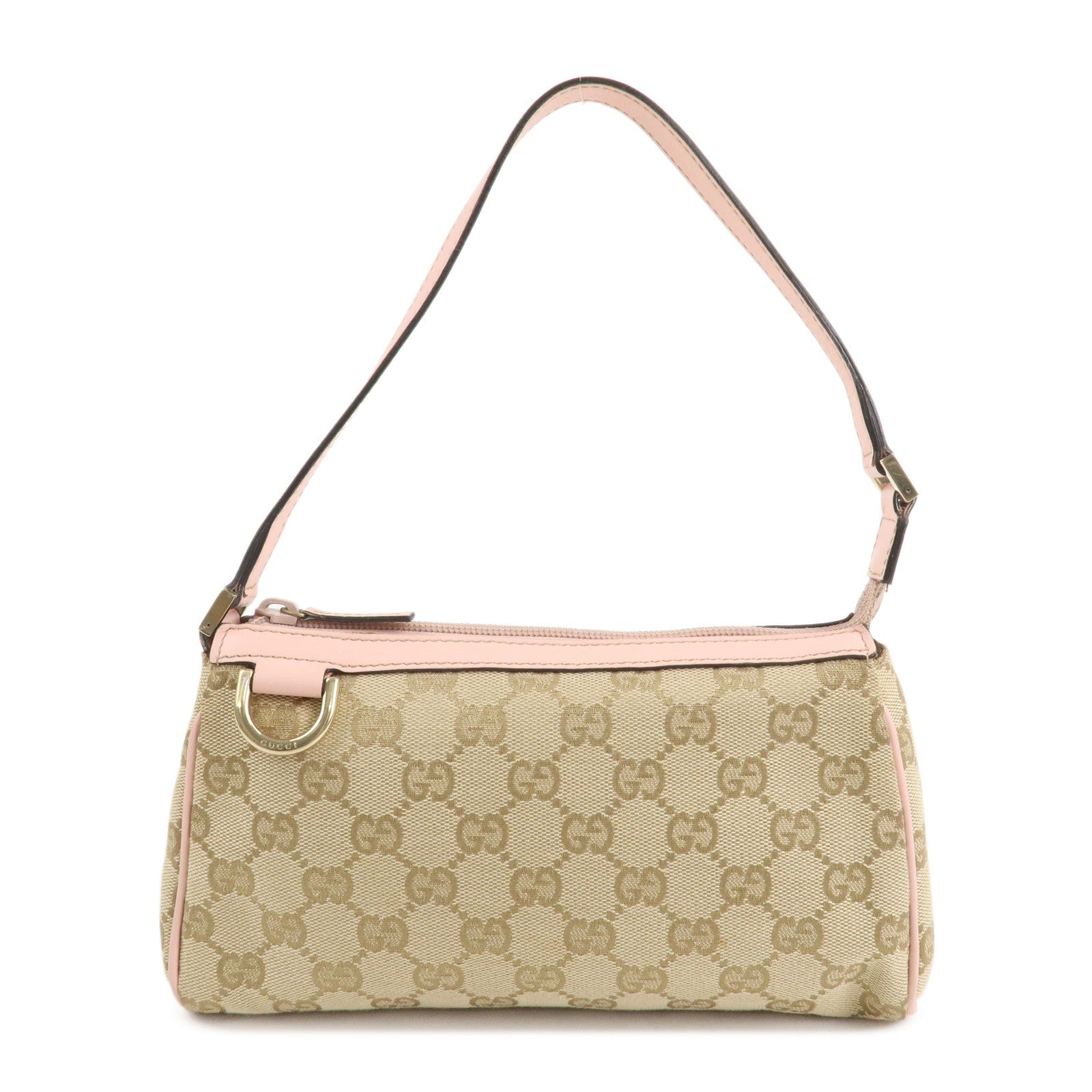Gucci Abbey GG Toile Cuir Sac à main Pochette Rose Beige 145750