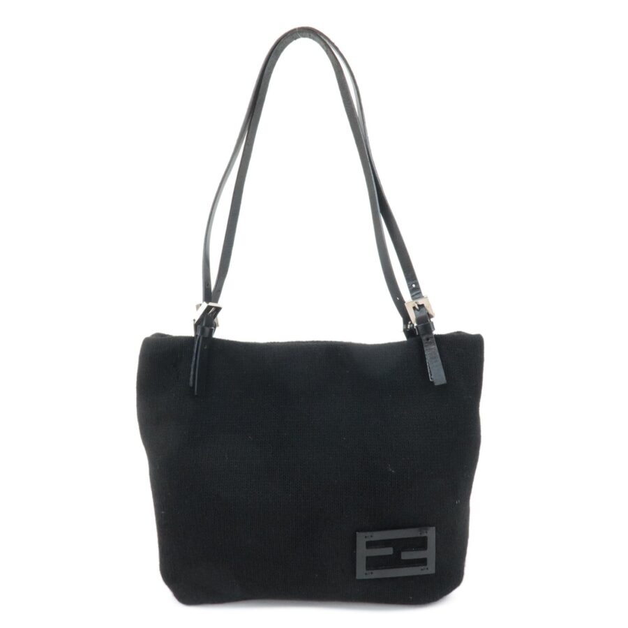 FENDI Wool Leather Tote Bag Shoulder Bag Black 26633 | Studio Nafay