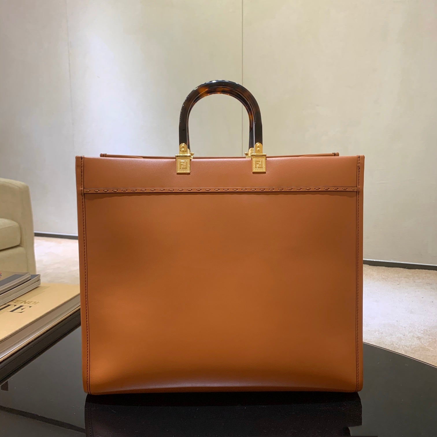 SHINE 40 Sac cabas IN CARROT Orange EMBOSSED Cuir de veau