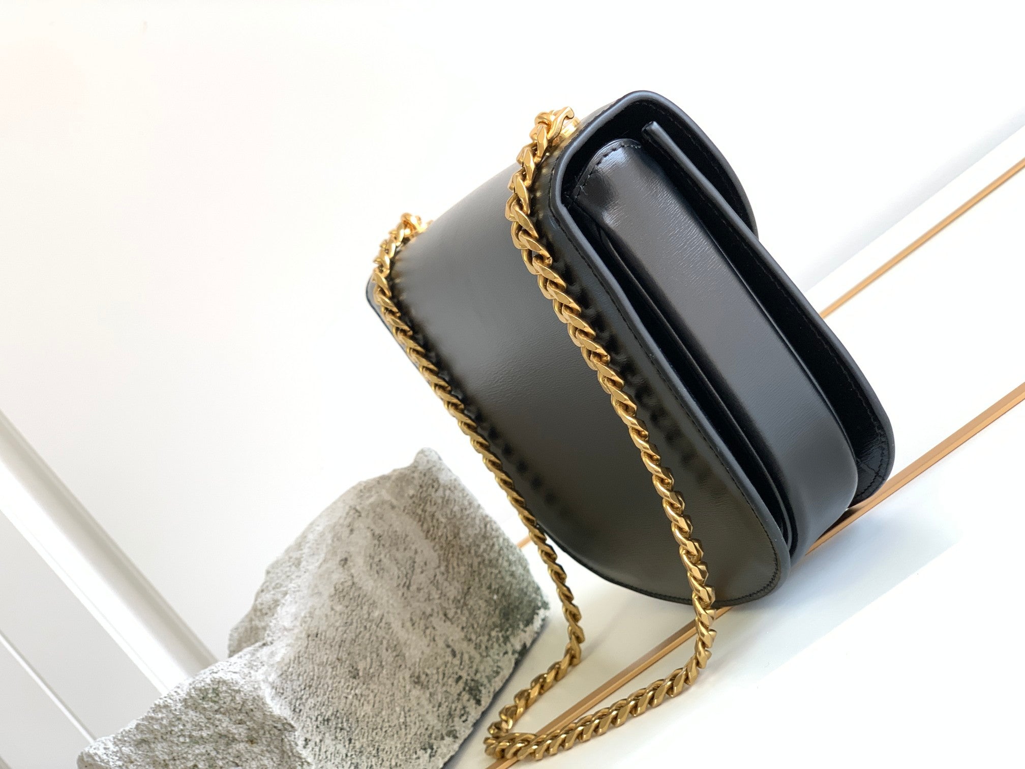teen besace triomphe 18.5 noir veau with chain