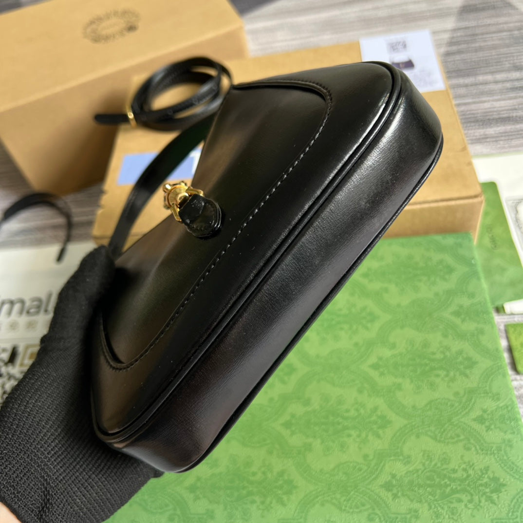GG JACKIE MINI 19 SAC BANDOULIÈRE EN VEAU NOIR