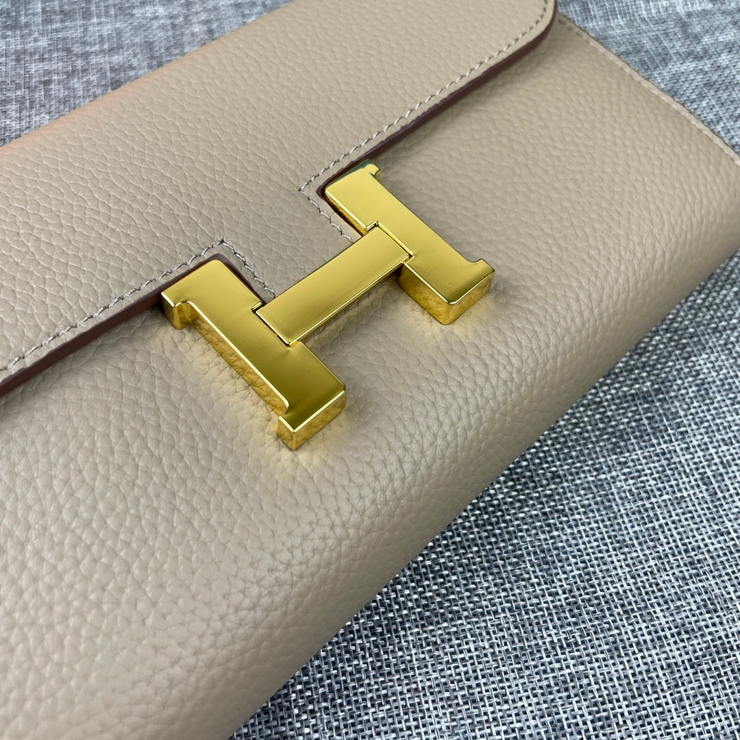 HM CLUTCH CONSTANCE 22 Kaki Veau Quincaillerie or