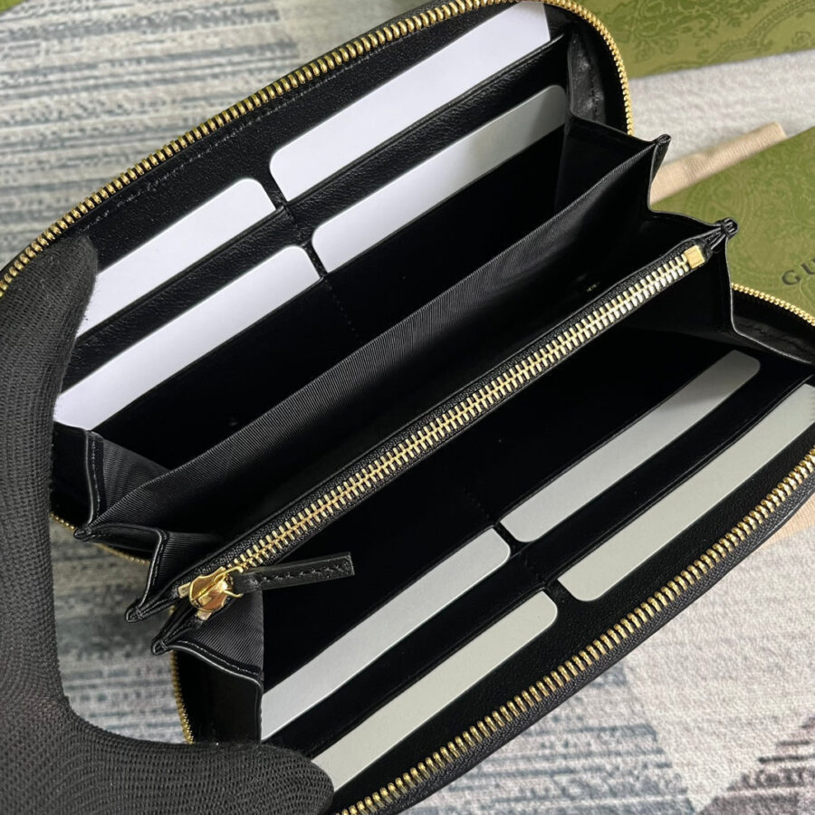 GG BLONDIE 21 FULL ZIP WALLET IN BLACK CALFSKIN | Studio Nafay
