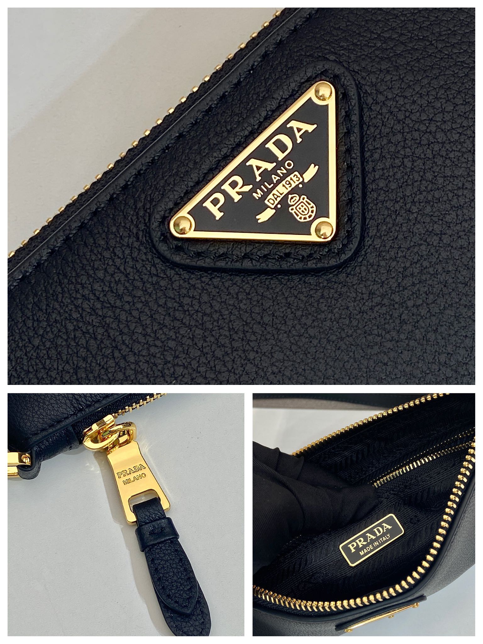 SAC BANDOULIÈRE LOGO TRIANGLE 24 EN VEAU LISSE NOIR