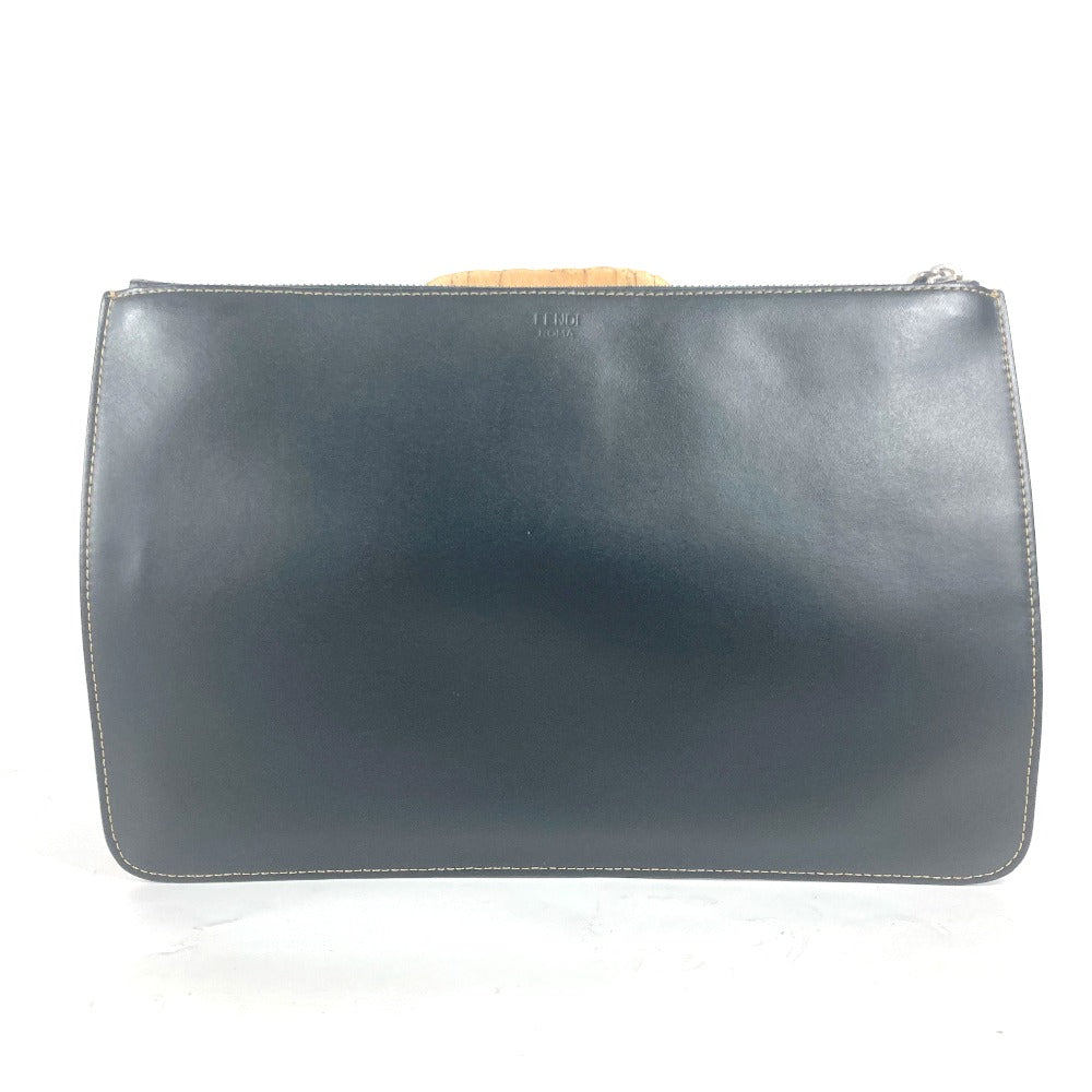 Fendi Pochette Cuir Noir Pouch Zucca Logo Homme
