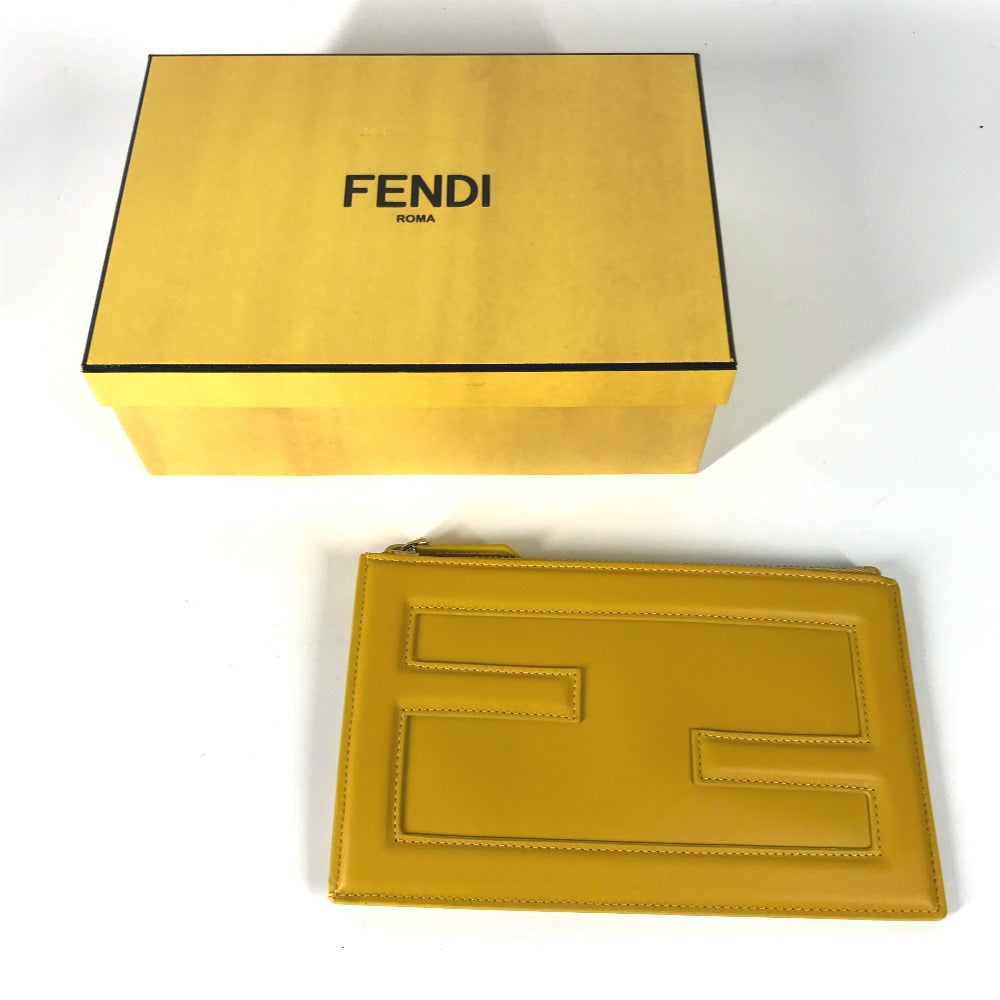 Fendi Pochette Cuir Jaune Logo Femme