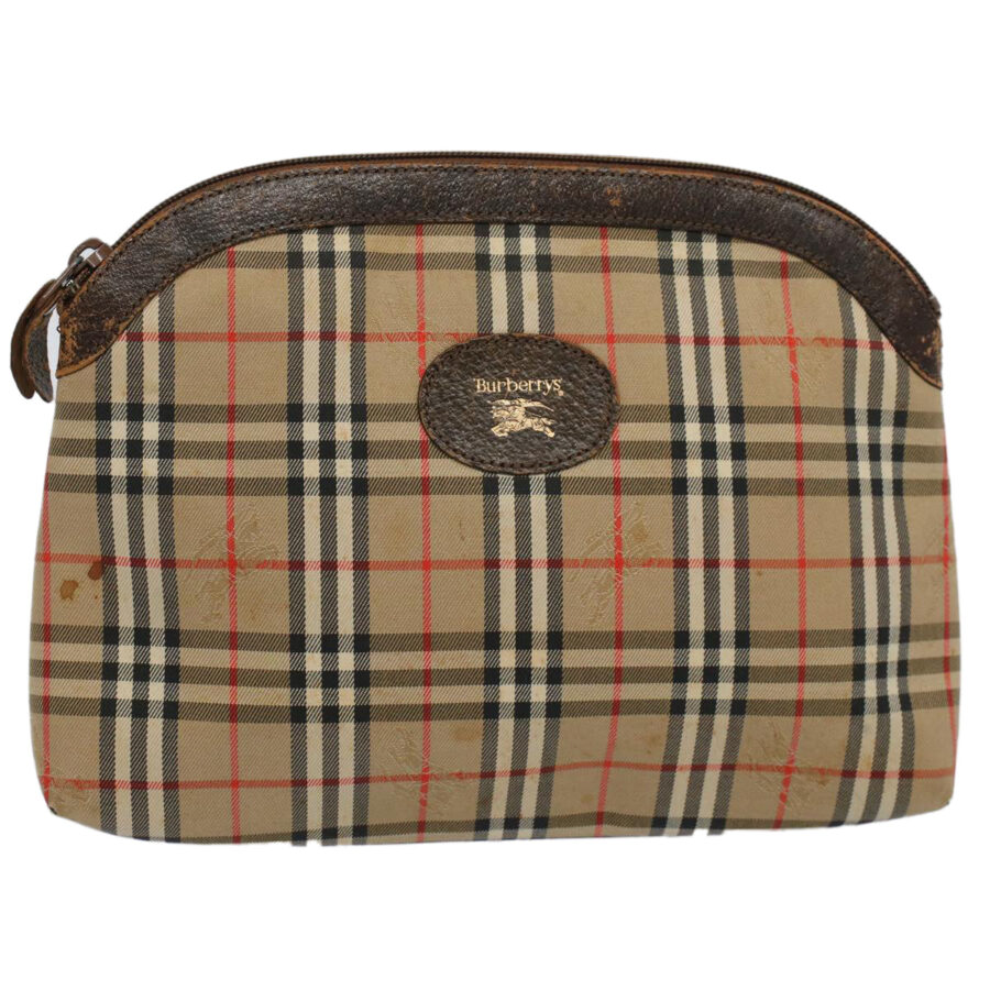 BURBERRYSs Nova Check Clutch Bag Nylon Canvas Beige Auth 59086 | Studio Nafay