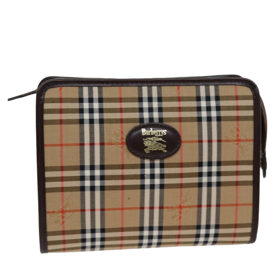 BURBERRYSs Nova Check Clutch Bag Canvas Beige Auth 75441 | Studio Nafay