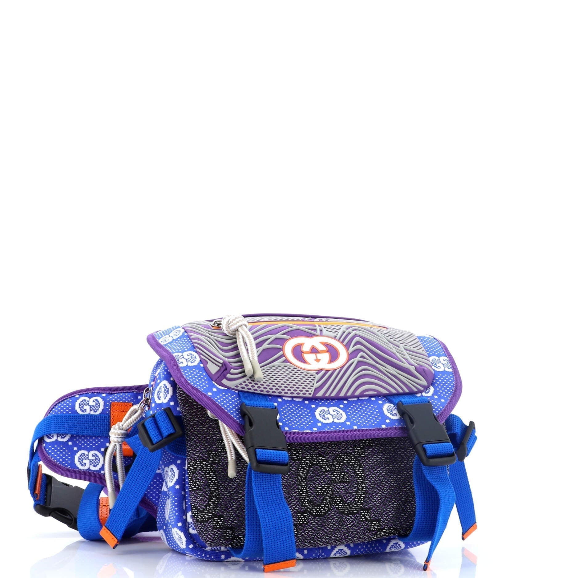 Buckle Flap Chest Strap Backpack GG Fabric with Rubber - Image du produit 2