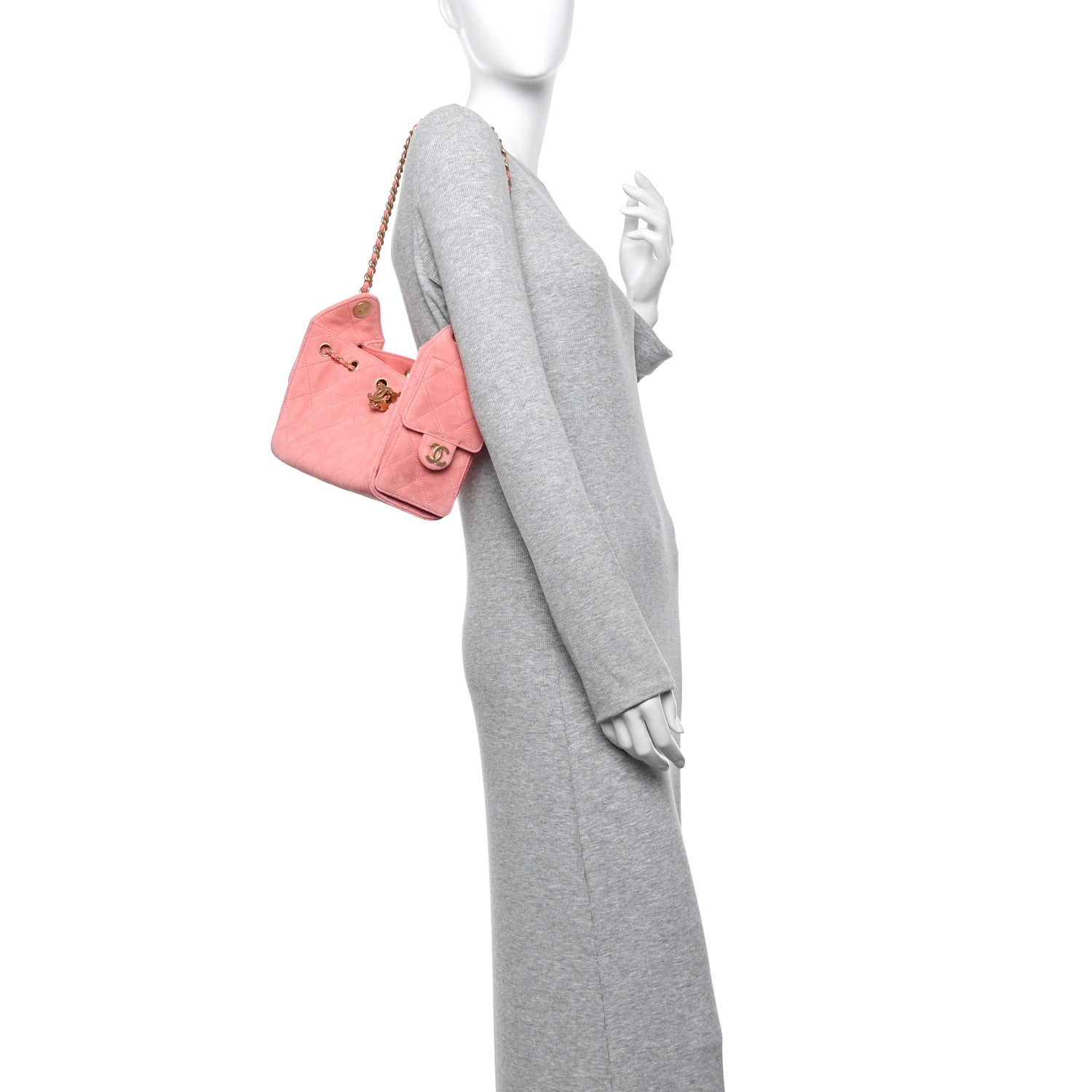 Suede Quilted Mini Chanel 25 Sac à main Rose