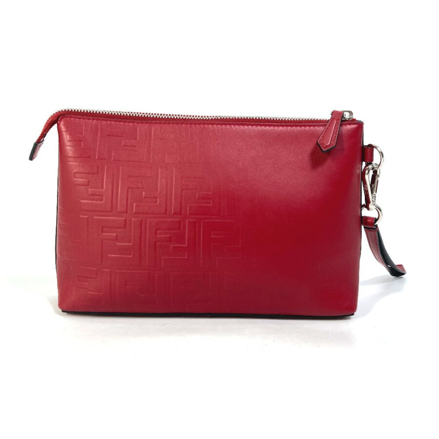FENDI Clutch bag leather Red Zucca mens | Studio Nafay