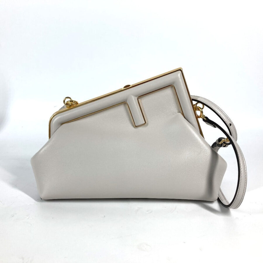 FENDI Clutch bag leather White gray type Shoulder Crossbody Pochette first small Women | Studio Nafay