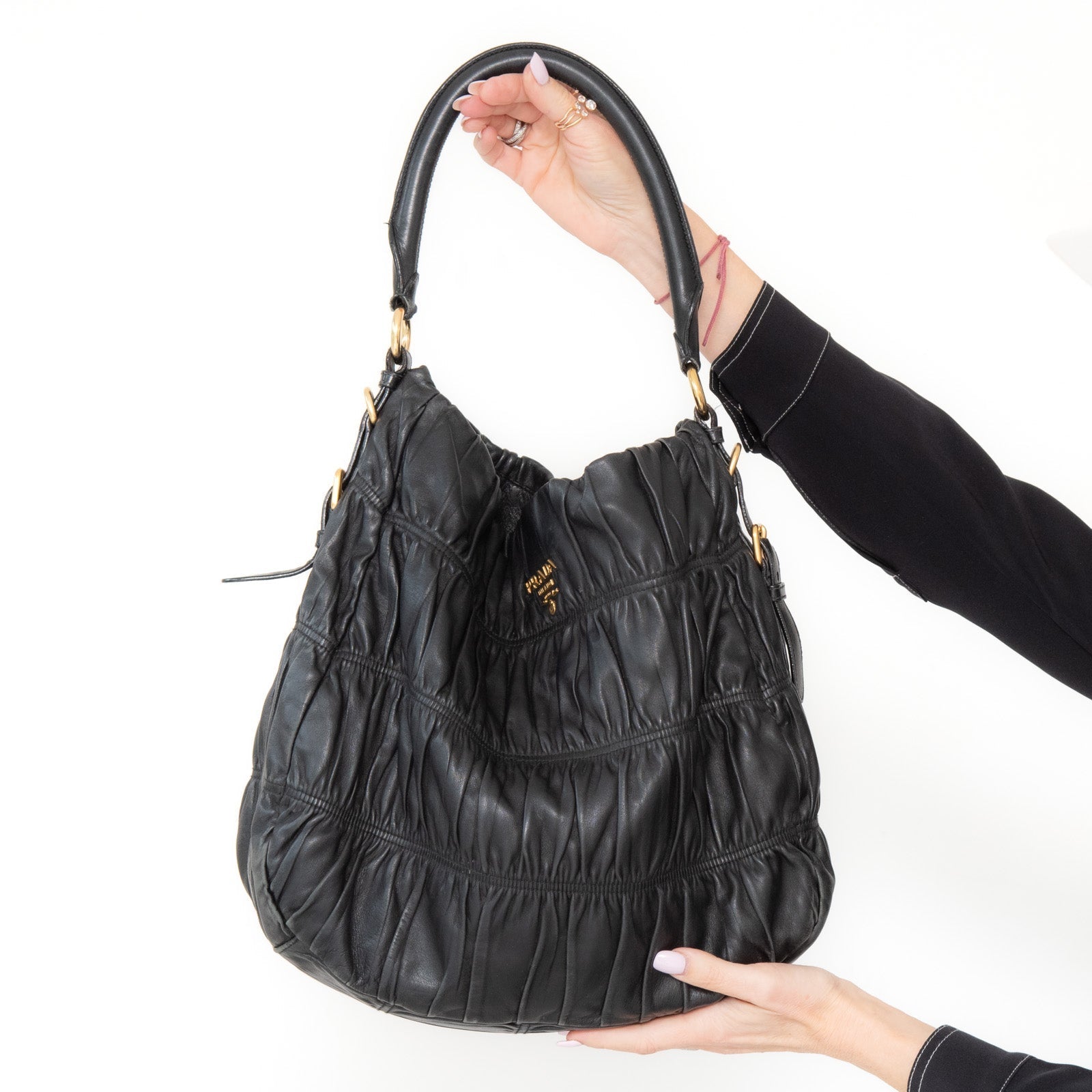 Prada Noir Nappa Gaufre Sac bandoulière