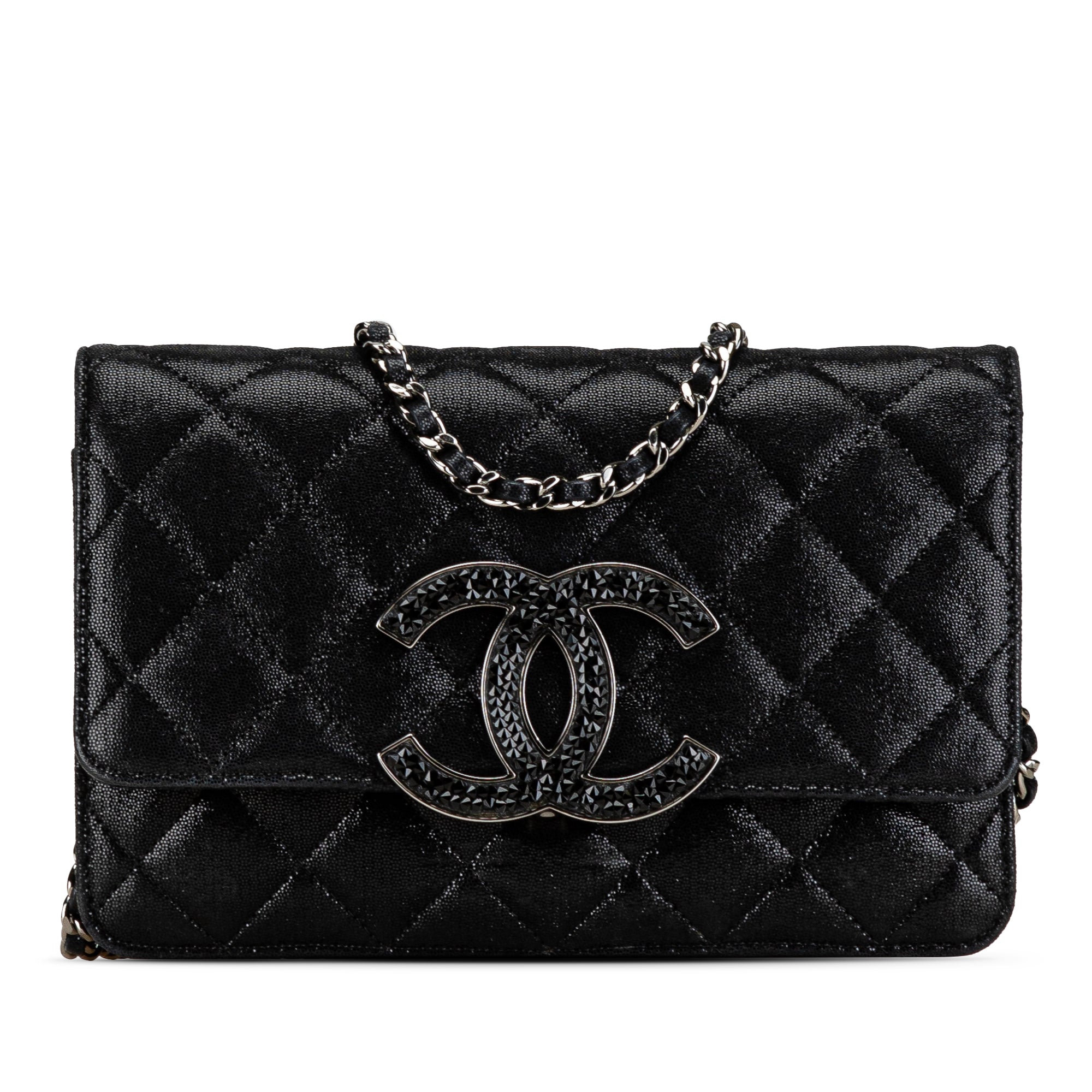 Black Chanel Iridescent Caviar Crystal CC Wallet On Chain Crossbody Bag - Image du produit 2
