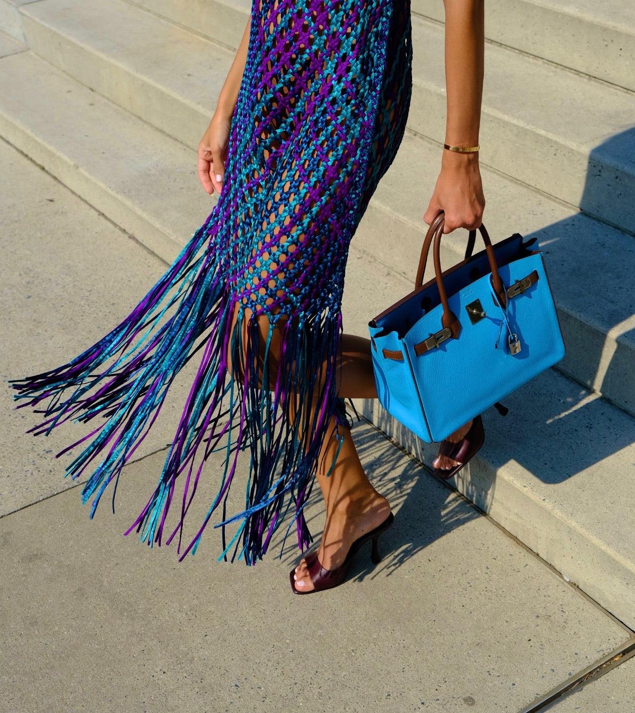 HermesHSS Birkin 30 Bleu Aztec and Havane Chevre Quincaillerie palladium