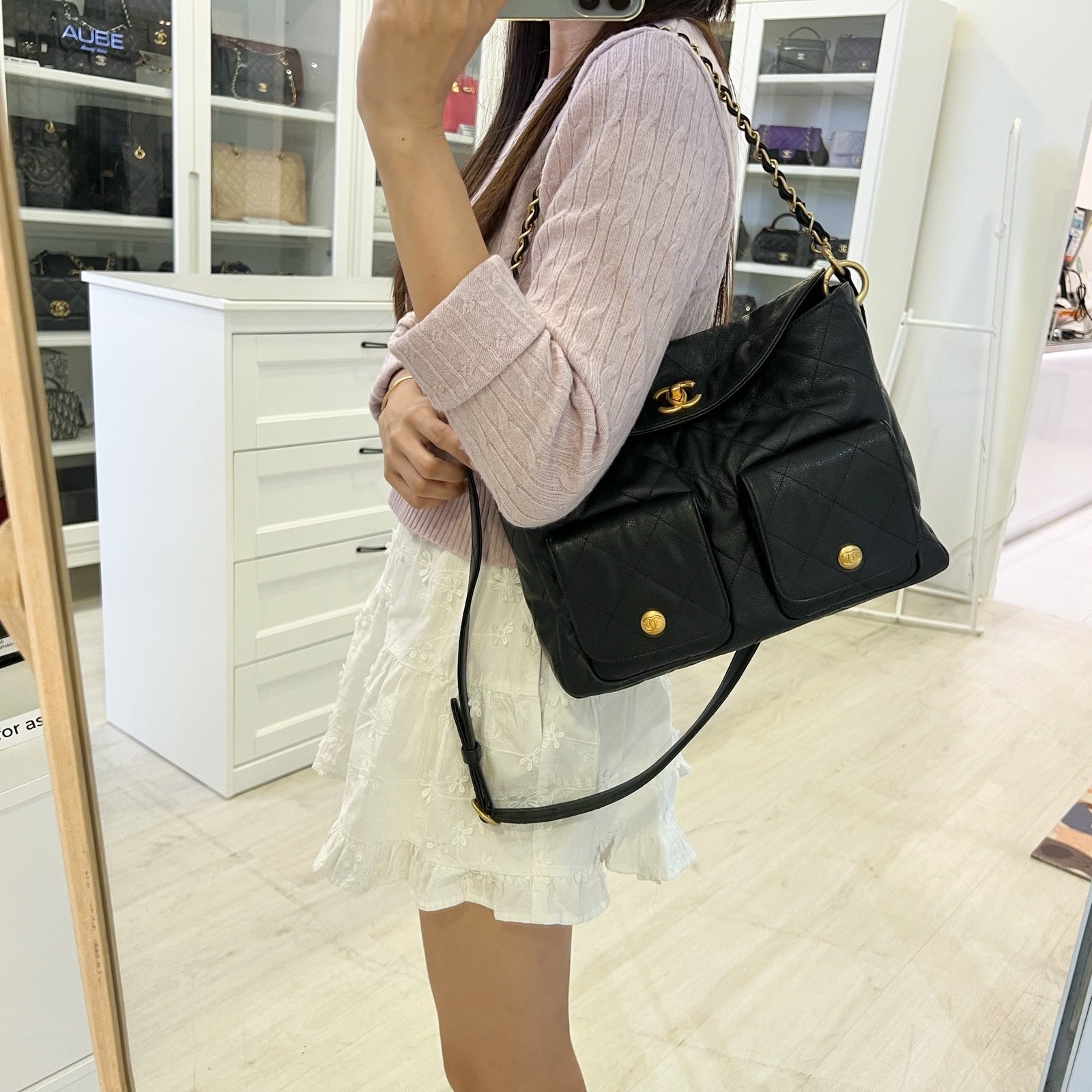 Chanel Hobo black bag – front view