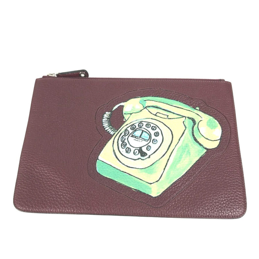 FENDI Clutch bag leather Brown type Pouch pouch Telephone Design mens | Studio Nafay