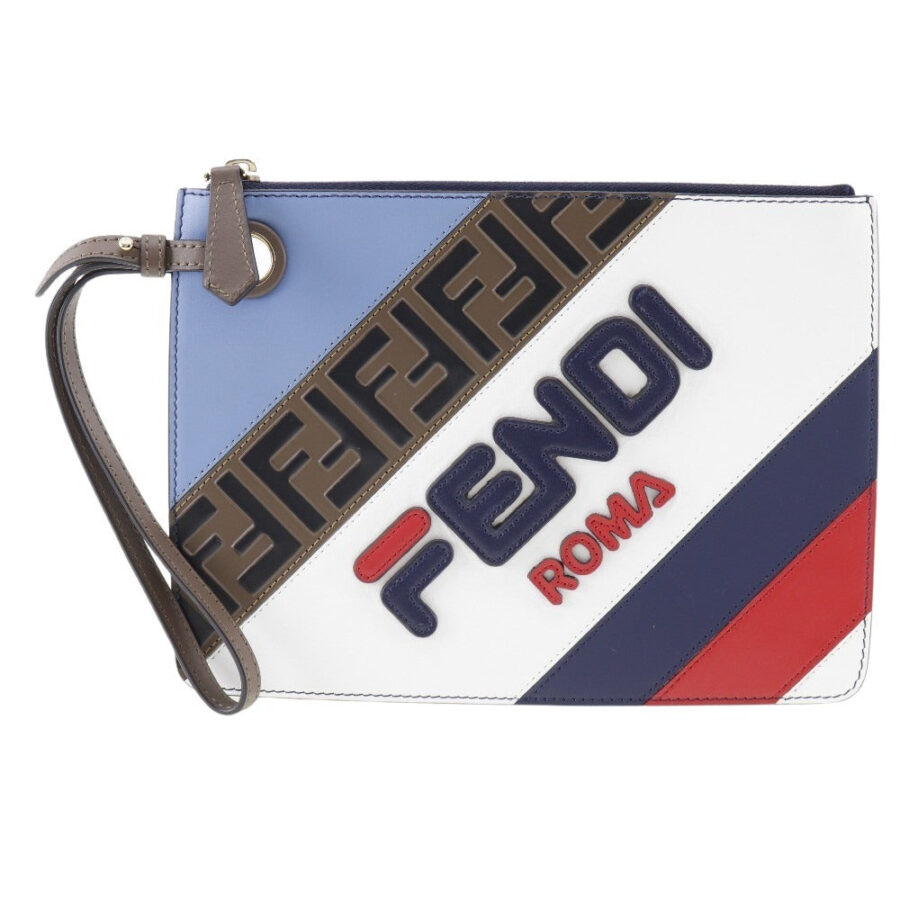 FENDI Clutch bag leather blue FILA collaboration Fendi Mania unisex(Unisex) | Studio Nafay