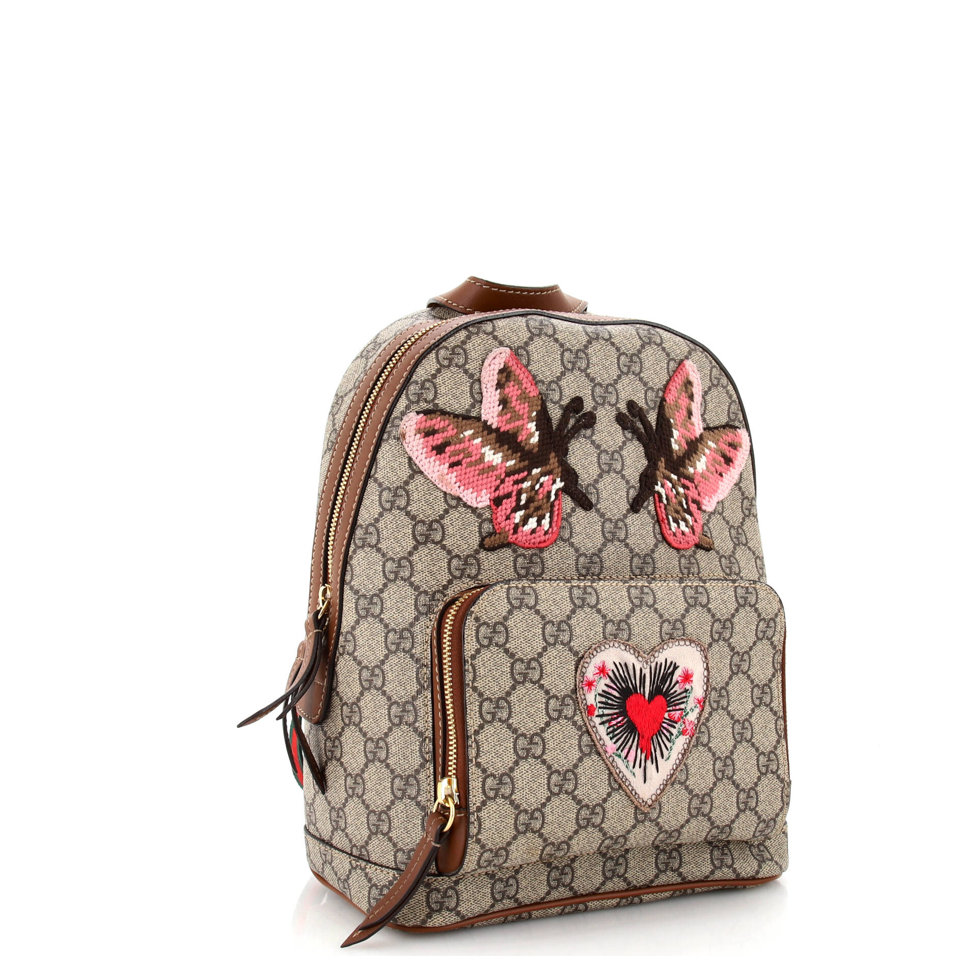 Zip Pocket Backpack Embroidered GG Coated Canvas Petit