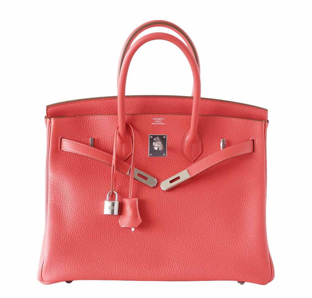 Hermes handbag rose – front view