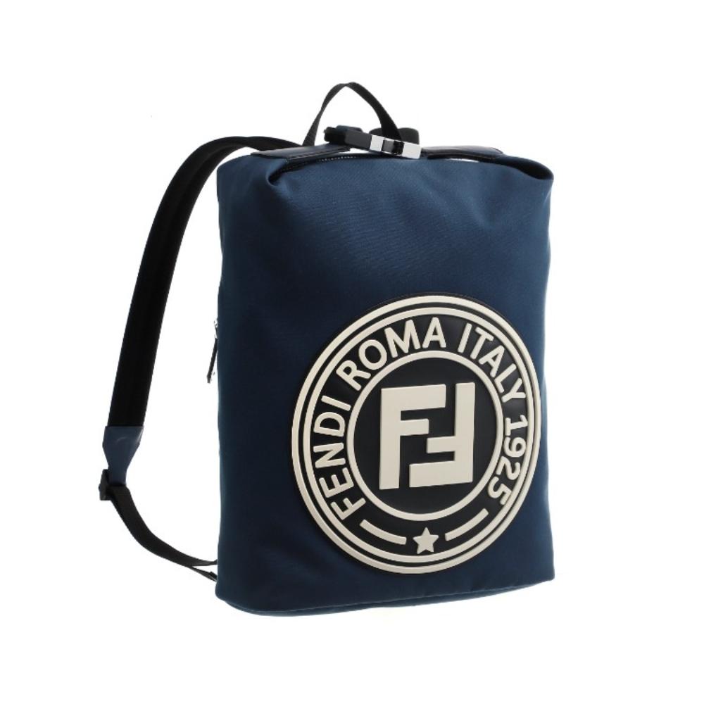 Sac à dos Fendi Zaino Bleu marine Toile Logo Stamp