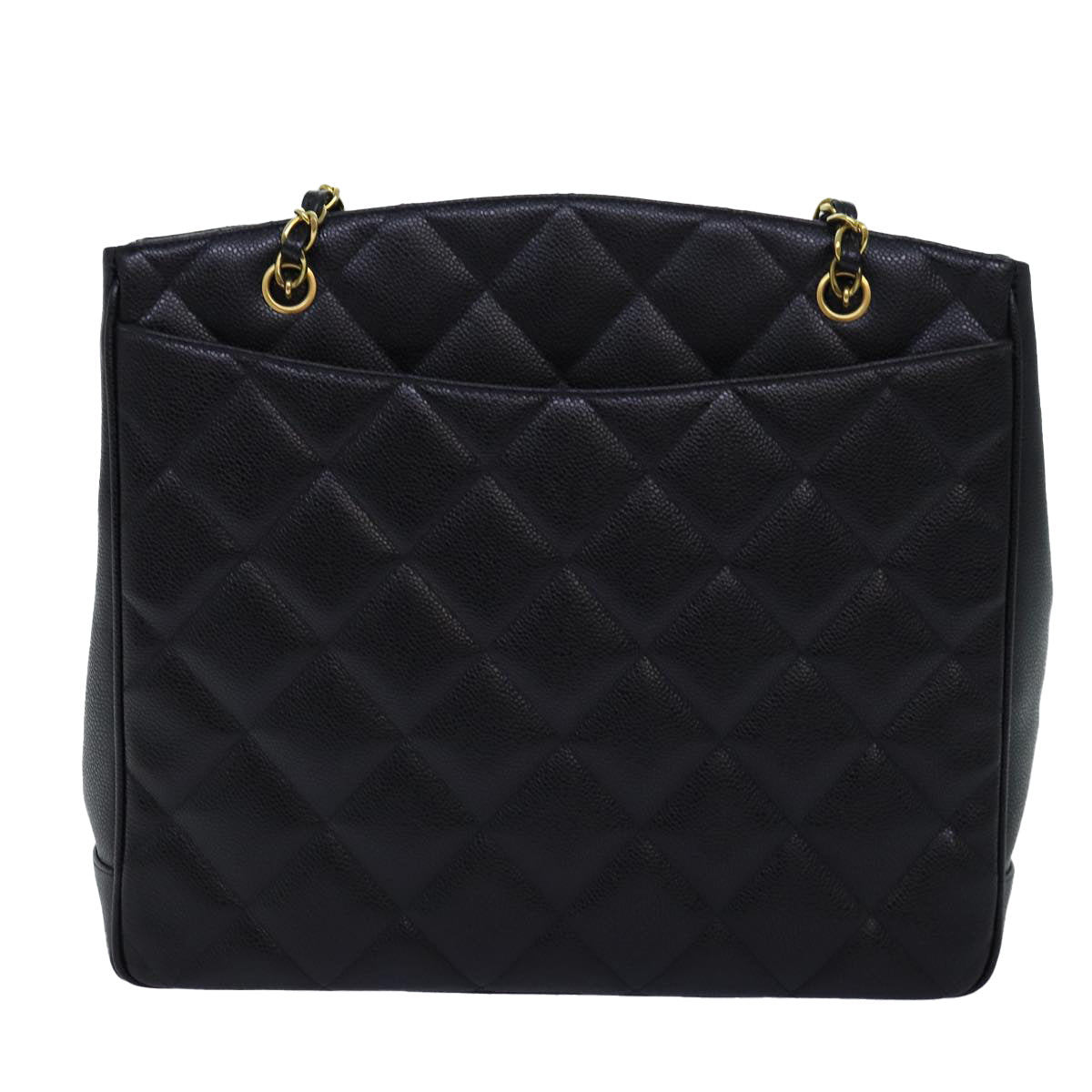 Chanel Big Matelasse Chain Sac bandoulière Caviar Skin Black CC Auth fmA