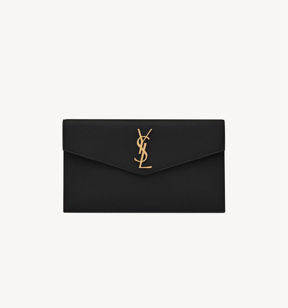 POCHETTE YSL UPTOWN EN CUIR GRAIN DE POUDRE NOIR