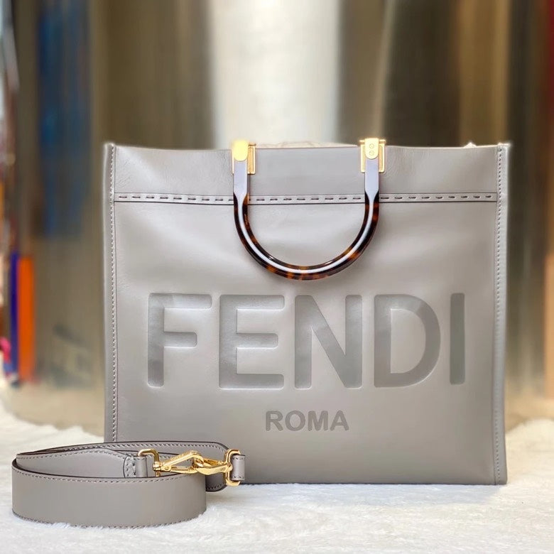 Fendi 6075 Cabas en Cuir Gris