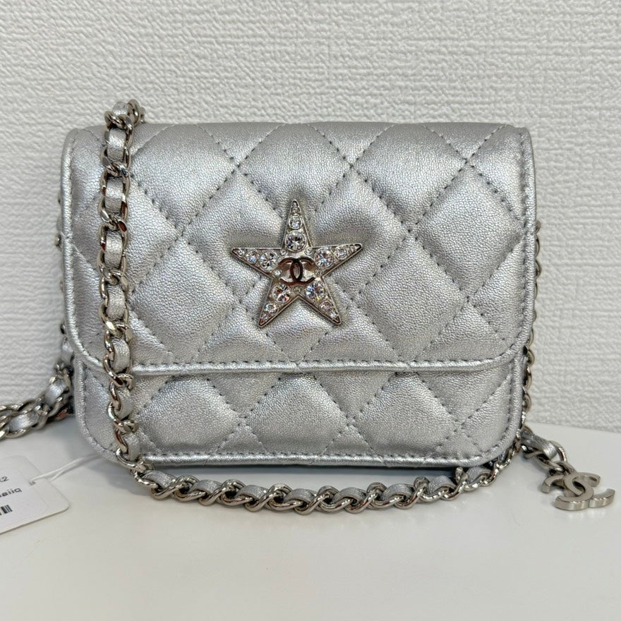 Chanel Pouch silver bag – front view