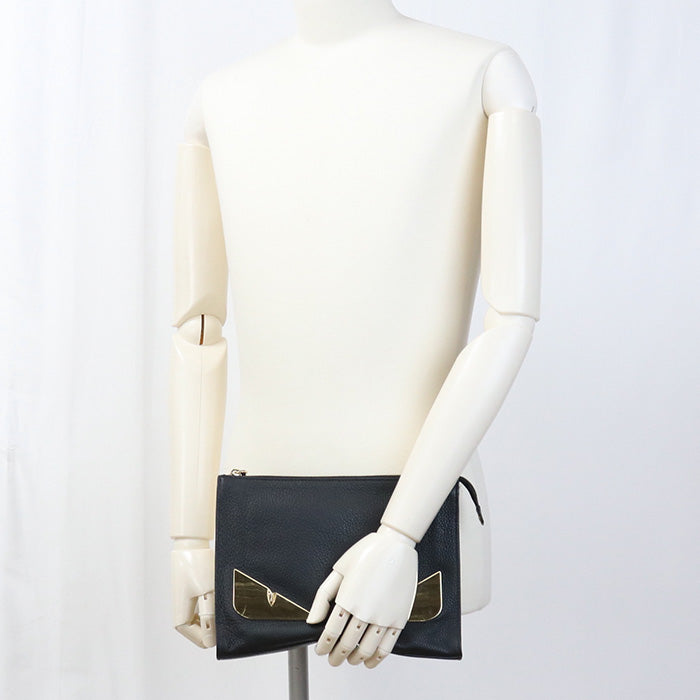 Fendi A7SR Monster Pochette en veau noir Homme